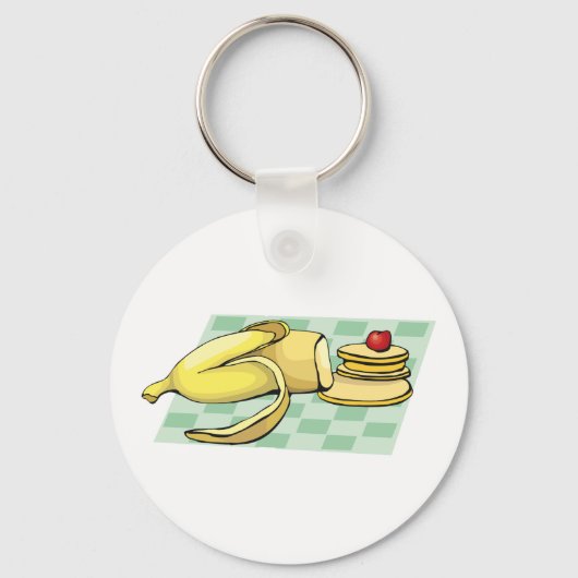 Banaan en pannenkoeken Ontbijt Fun Food Sleutelhanger (Achterkant)