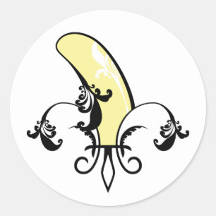 banaan fleur de lis ronde sticker