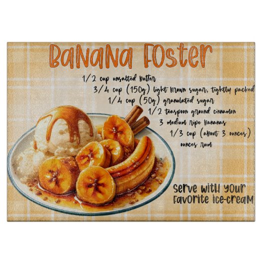 Banaan Foster Recept Snijplank (Voorkant)