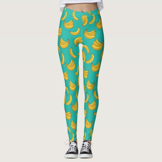 Banaan Fruit Fun Patroon Leggings (Voorkant)
