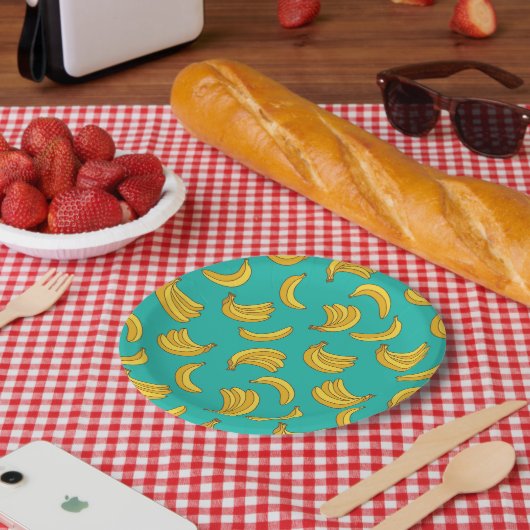 Banaan Fruit Fun Patroon Papieren Bordje (Picknick)