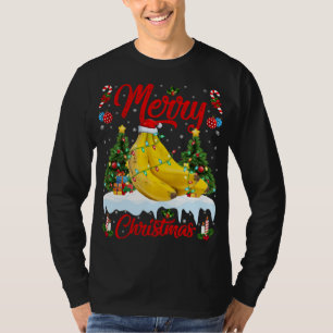 Banaan Fruit Lover Xmas Verlichting Santa Hat Bana T-shirt