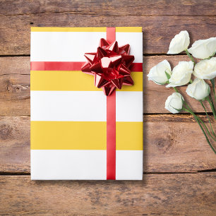 Banaan Geel Wit Breed Horizonaal Gestreept Cadeaupapier