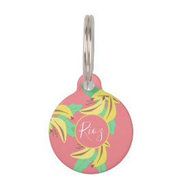 Banaan Groene Patroon Roze Groen Huisdierpenning