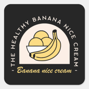 Banaan ijs mooie crème zelfgemaakte gezonde fruit vierkante sticker