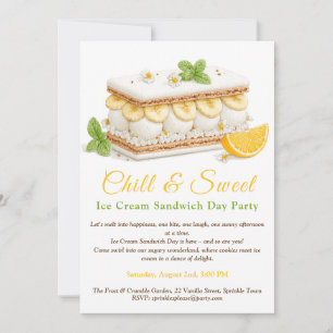 Banaan Ijs Sandwich Dag Aquarel Kaart