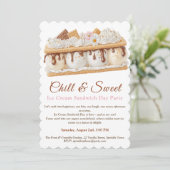 Banaan Ijs Sandwich Dag Aquarel Kaart (Staand voorkant)