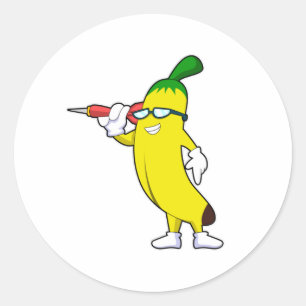 Banaan in Darts met Dart Ronde Sticker
