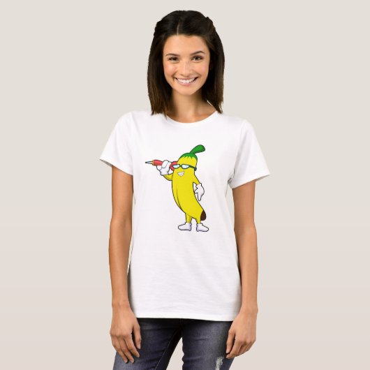 Banaan in Darts met Dart T-shirt (Voorkant volledig)