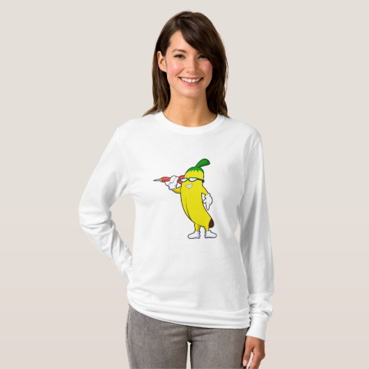 Banaan in Darts met Dart T-shirt (Voorkant volledig)