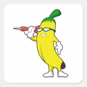 Banaan in Darts met Dart Vierkante Sticker