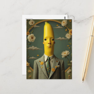 Banaan in een geruit pak briefkaart