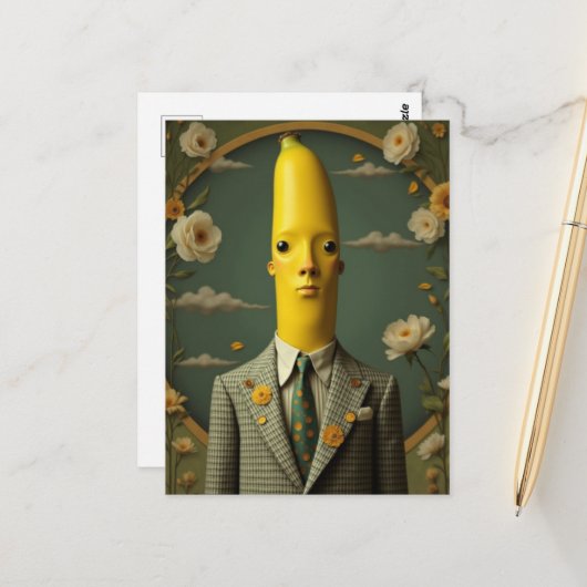 Banaan in een geruit pak briefkaart (Voorkant / Achterkant in situ)
