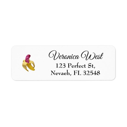 Banaan in faux Pink Glitter ziet er heerlijk uit Etiket (Voorkant)