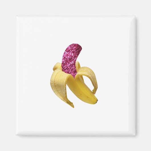 Banaan in faux Pink Glitter ziet er heerlijk uit Magneet (Voorkant)