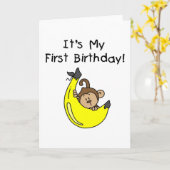 Banaan - Jongen Aap 1e Verjaardag Kaart (Gele Bloem)
