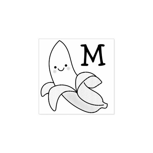 Banaan Kind Leuk Kawaii Monogram Initiaal Rubberstempel (Afrduk)