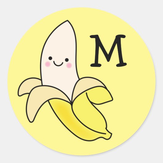 Banaan Kind Schattige Kawaii Naam Envelop Seal Sti Ronde Sticker (Voorkant)