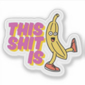 Banaan Kus-Cut Stickers: Grappige Laptop Stickers (Voorkant)
