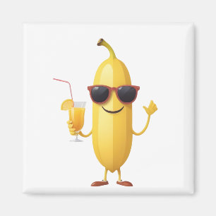 Banaan Leuke Vrolijke Vakantie Tropische Drink Par Magneet