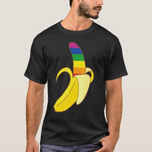 Banaan LGBT Vlag Leuke Ondersteuning Gay Pride Bis T-shirt (Voorkant)