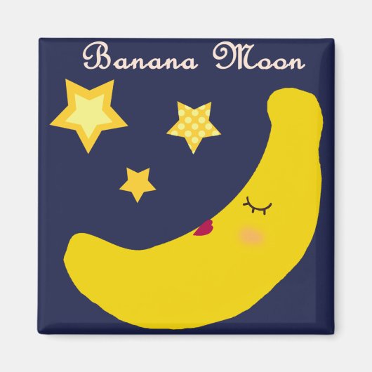 Banaan Maan Magneet (Vierkant) (Voorkant)