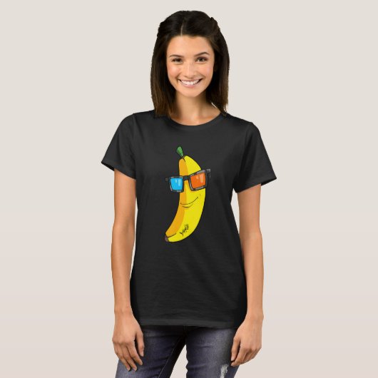 Banaan met coole zonnebril t-shirt (Voorkant volledig)