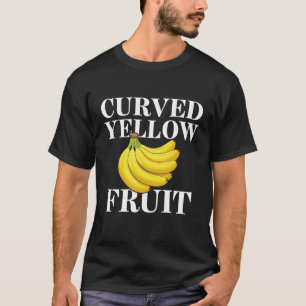 banaan met gekromde gele vruchten t-shirt