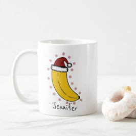 Banaan met Kerstmis pet Persoonlijke naam Koffiemok