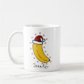 Banaan met Kerstmis pet Persoonlijke naam Koffiemok (Links)