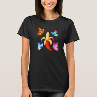 Banaan met kleurrijke vlinders t-shirt