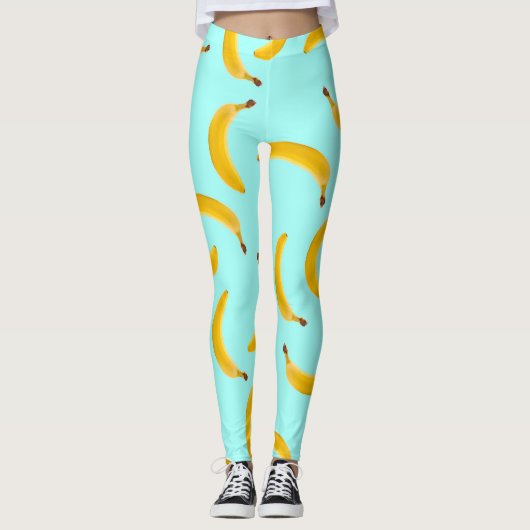 Banaan met lichtblauwe achtergrond leggings (Voorkant)