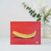 Banaan met rode achtergrond briefkaart (Staand voorkant)