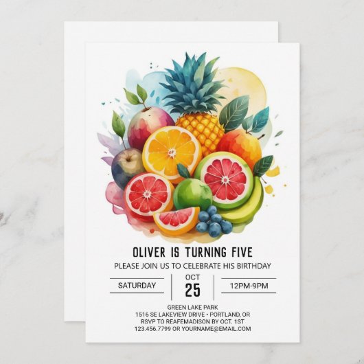 Banaan Moderne Fiesta Vruchten Verjaardag Kaart (Voorkant / Achterkant)