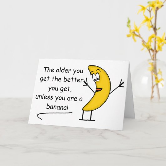 Banaan/Monkey Verjaardag Kaart (Gele Bloem)