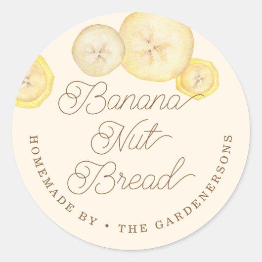 Banaan Nut Brood Waterverf Treat Ronde Sticker (Voorkant)