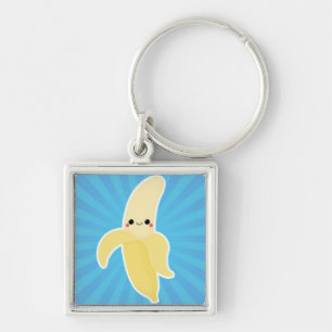 Banaan op Blue Starburst Sleutelhanger