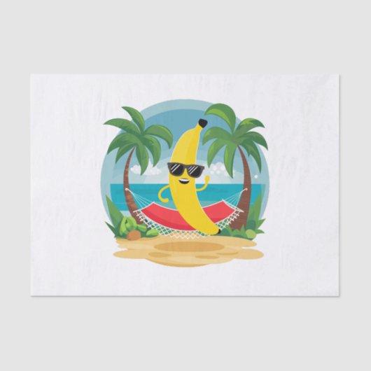 Banaan op de hangmat op het strand tissuepapier (Voorkant)