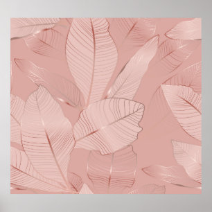 Banaan, palmbladeren: glanzend koper. poster