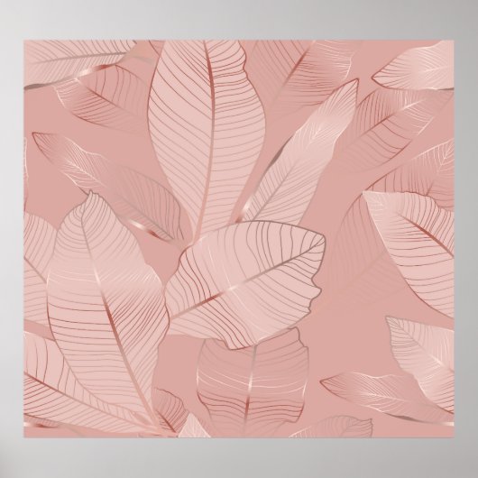 Banaan, palmbladeren: glanzend koper. poster (Voorkant)