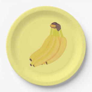 Banaan Papieren Borden met rijpe gele bananen Bordje