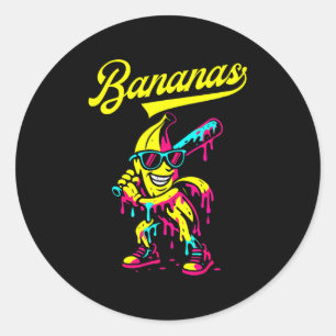 Banaan Retro Throwback Populaire Fruit Baseball Ba Ronde Sticker