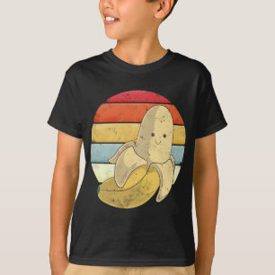Banaan Retro Zonsondergang Schattige Voedsel Frui T-shirt