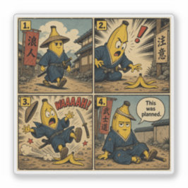 Banaan Ronin Uitglijder — Grappige Bushido Strip Sticker