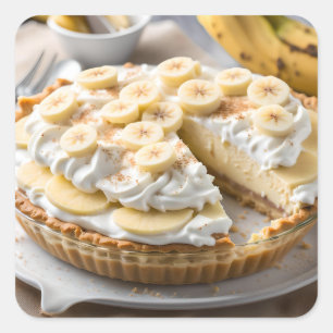Banaan roomtaart vierkante sticker