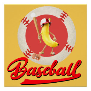 Banaan Slagger Grappig Baseball Aangepast Grafisch Perfect Poster