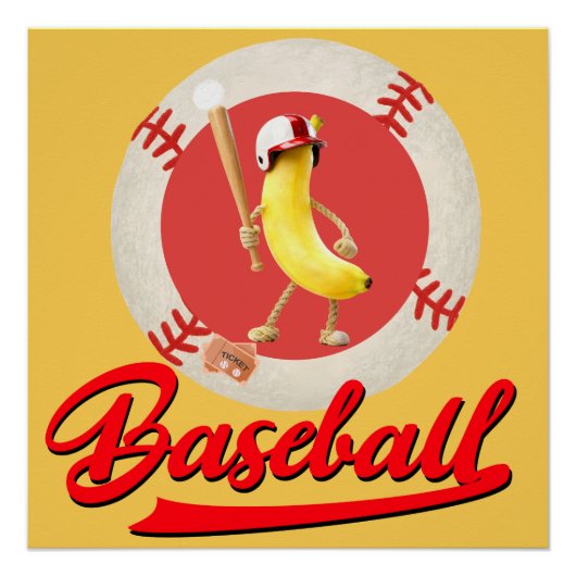 Banaan Slagger Grappig Baseball Aangepast Grafisch Perfect Poster (Voorkant)
