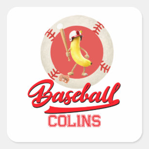 Banaan Slagger Grappig Baseball Aangepast Grafisch Vierkante Sticker