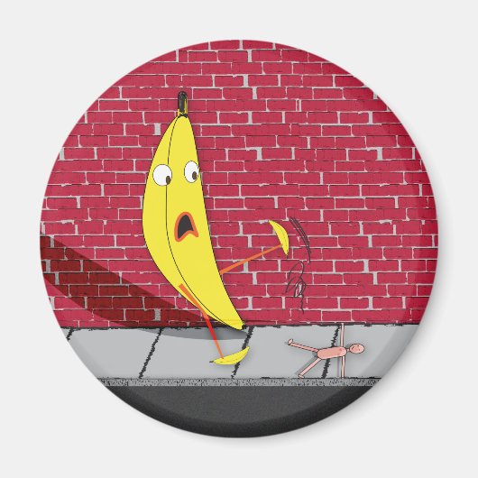 Banaan Slipping op een persoon magneet (Voorkant)