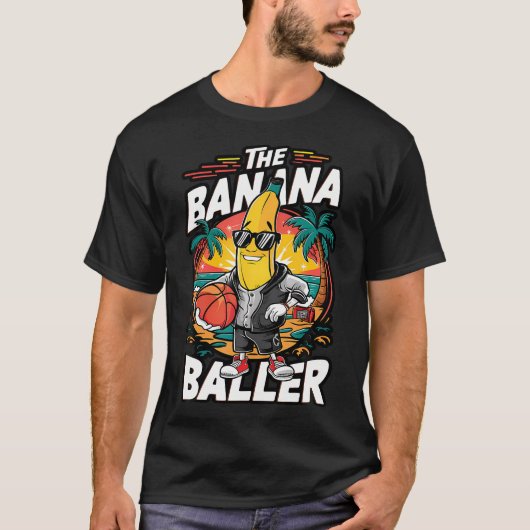 Banaan spelen Basketbal Fruitliefhebber Basketbal T-shirt (Voorkant)